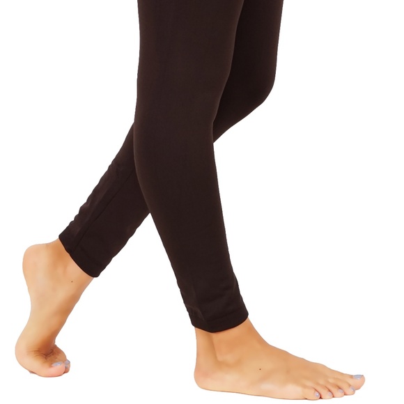 Women`s Fleece Leggings Buttery Soft Pants Mid Wai - Picture 4 of 4